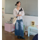 春季預訂｜復古水洗後開叉牛仔長裙