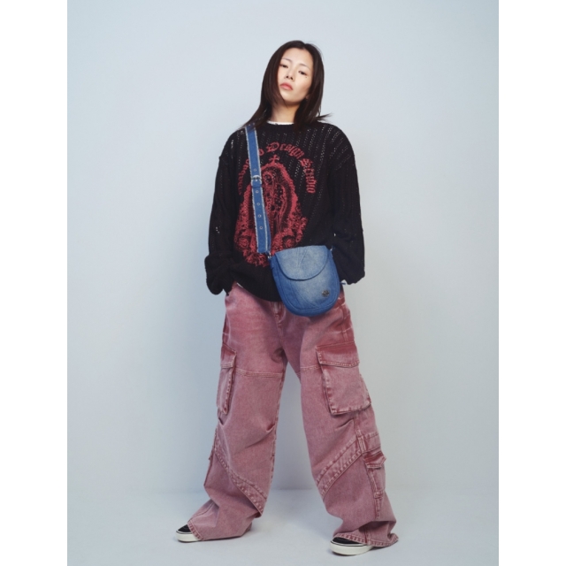 24S/S 預訂｜MAHAGRID DENIM CROSS BAG [BLUE]