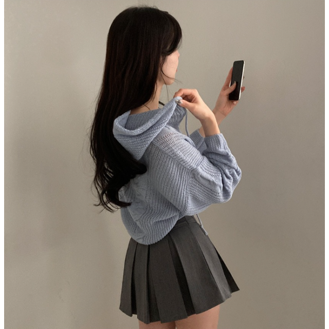 春季預訂｜扭紋CROP長袖針織HOODIE