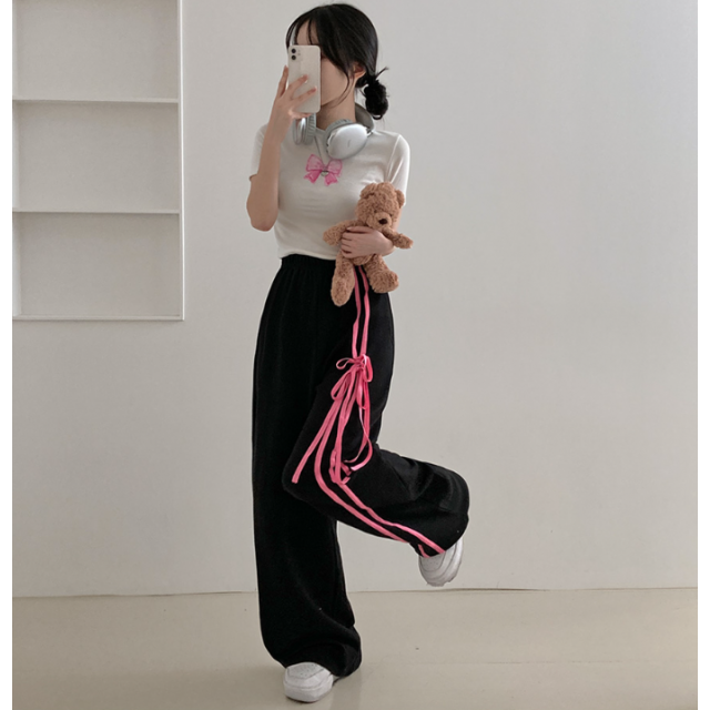 春季預訂｜雙絲帶彩線寬褲