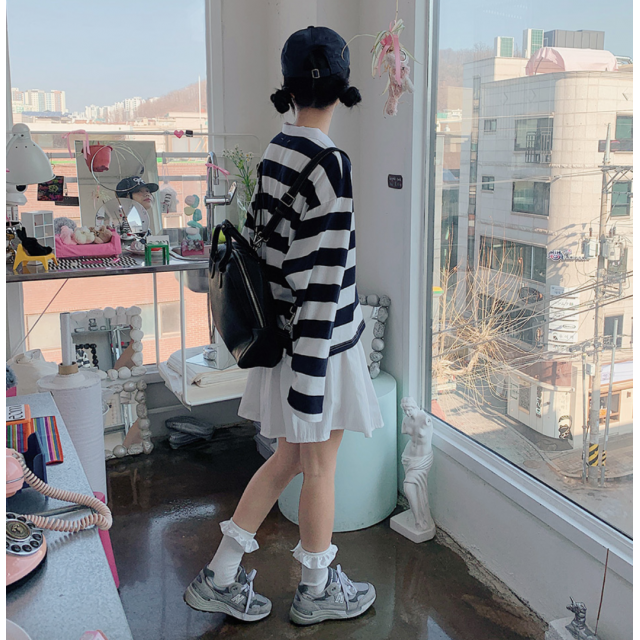 春季預訂｜條紋翻領POLO長袖上衣