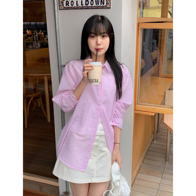 春季預訂｜泡泡紗條紋寬鬆襯衫