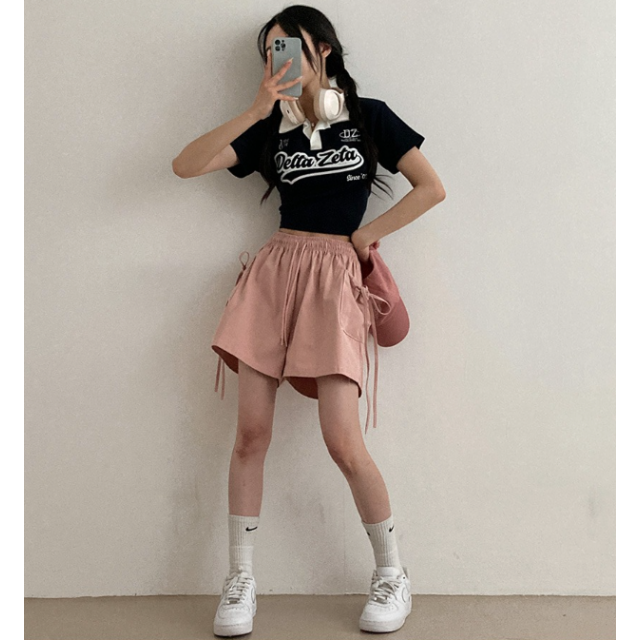春季預訂｜棉質芭蕾舞核心側絲帶工裝短褲