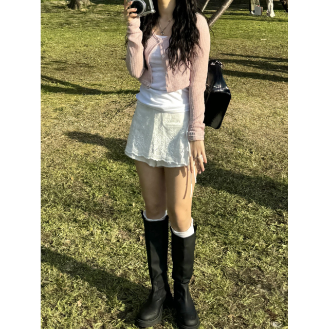 春季預訂｜緞帶打孔蕾絲裹身褲