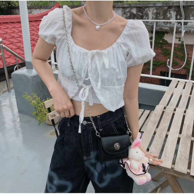 春季預訂|STITCH緞帶泡泡短上衣 春季預訂|STITCH緞帶泡泡短上衣