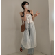 春季預訂｜緞帶蕾絲前開衩分層吊帶背心長連身裙
